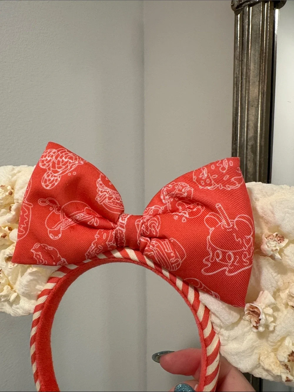 Disney Popcorn-Snack Ear Headband with reddish Bow